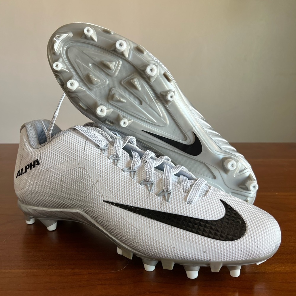 NIKE ALPHA PRO 2 TD WHITE SILVER 719930-101 FOOTBALL CLEATS size  10.5 no box - Picture 2 of 11